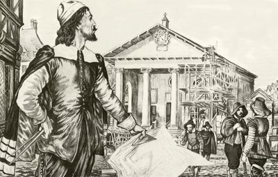 Inigo Jones designing the church of St Paul, Covent Garden by English School